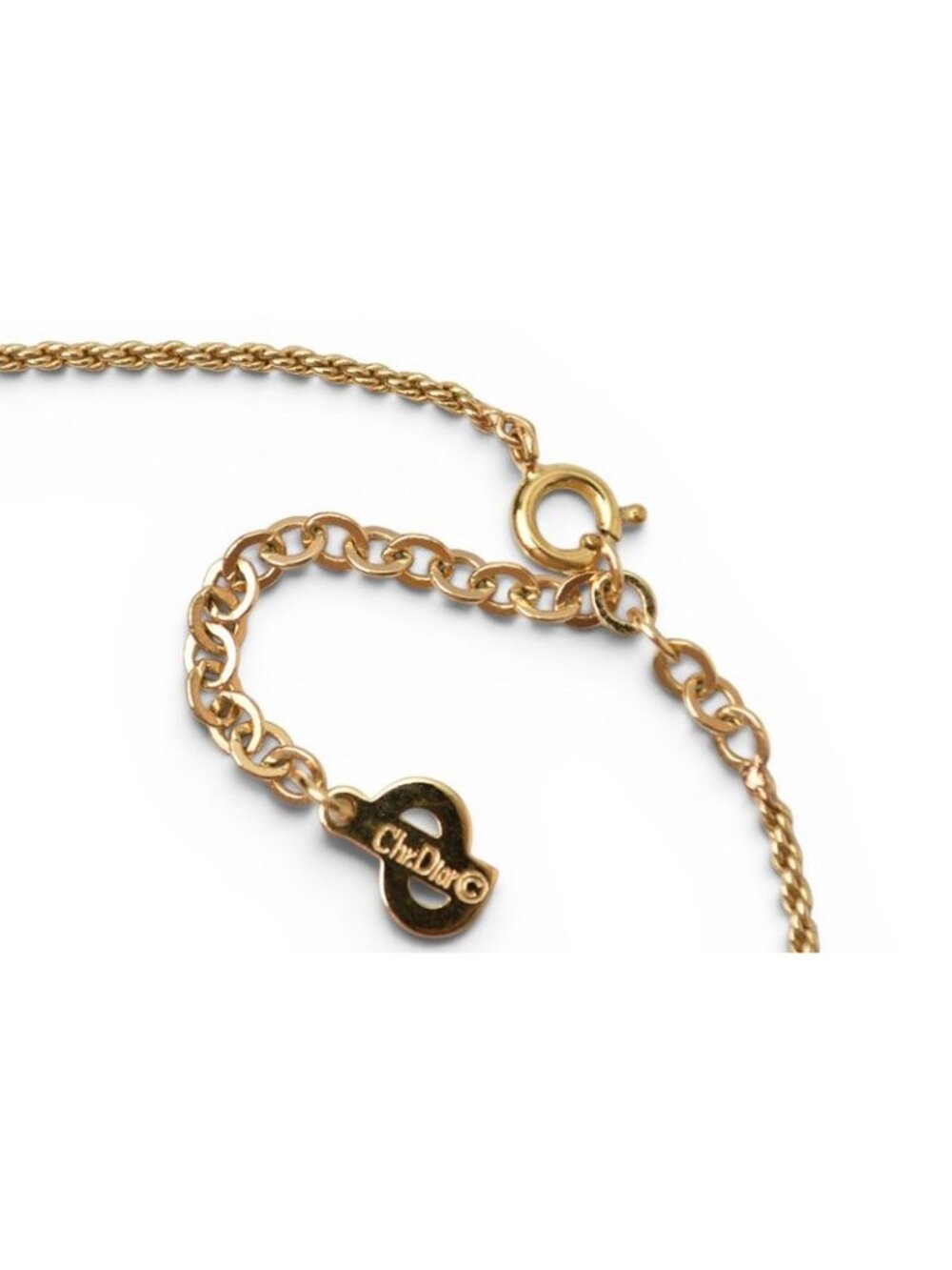 Dior Necklace Choka Vintage Line Stone CD Logo Gold Black - Picture 4 of 5